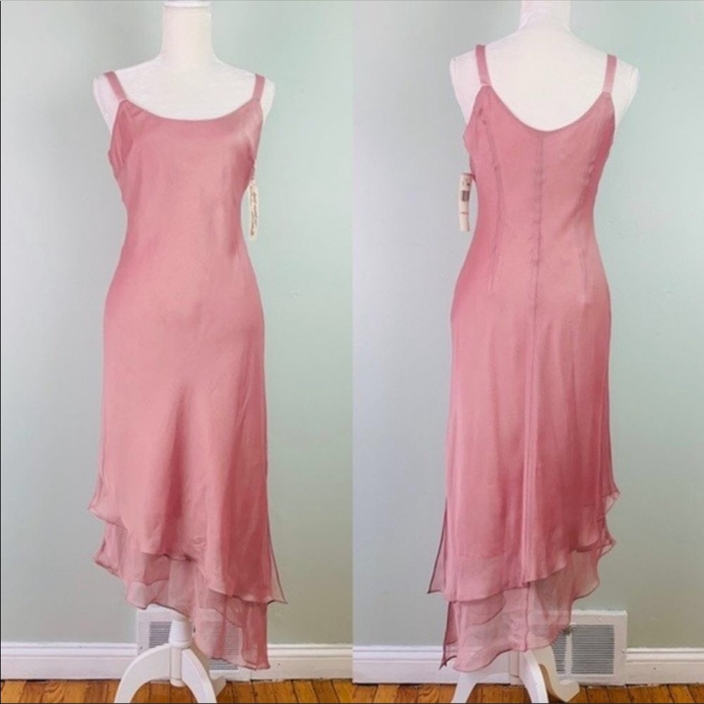 Evan Picone Dress 6 Lined Chiffon Tea Length Pink